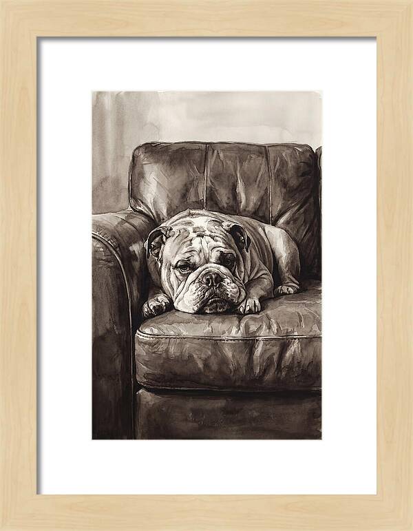 English Bulldog Relaxing On Couch