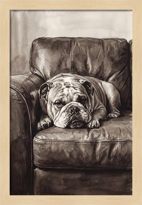 English Bulldog Relaxing On Couch