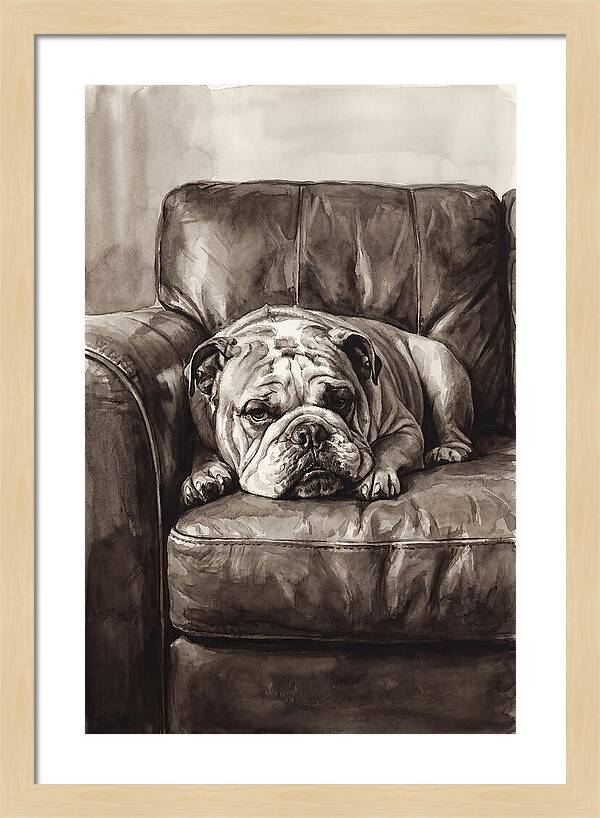 English Bulldog Relaxing On Couch