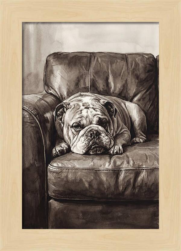 English Bulldog Relaxing On Couch