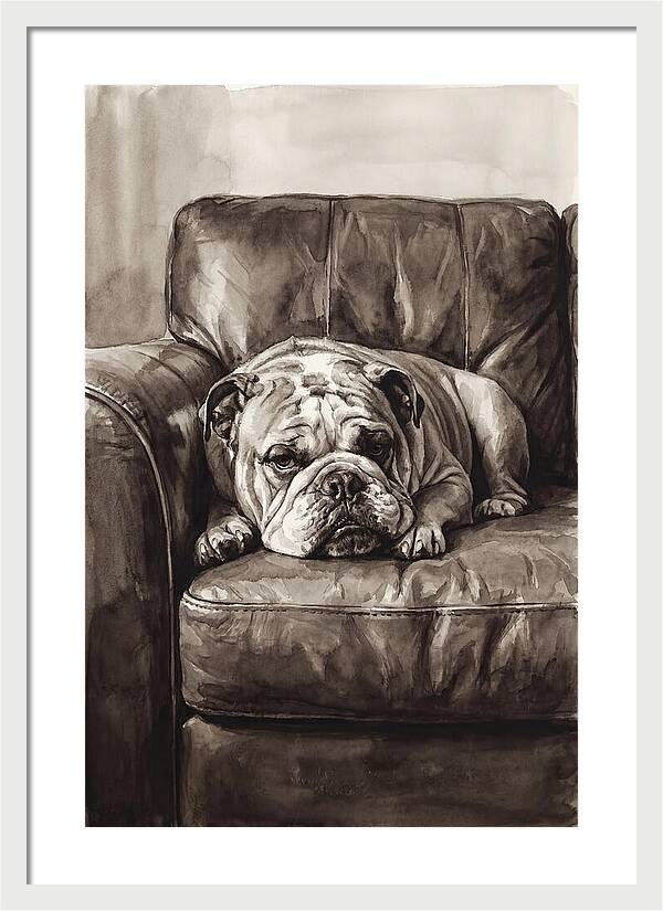 English Bulldog Relaxing On Couch
