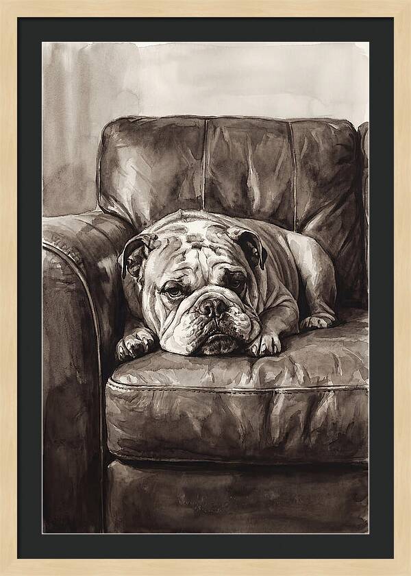 English Bulldog Relaxing On Couch