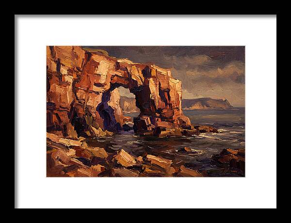 Enormous Sea Arch In Red Sandstone Cliff