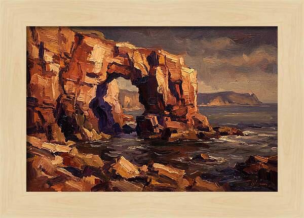 Enormous Sea Arch In Red Sandstone Cliff