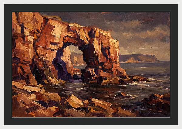 Enormous Sea Arch In Red Sandstone Cliff