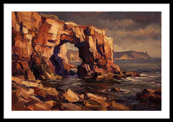 Enormous Sea Arch In Red Sandstone Cliff
