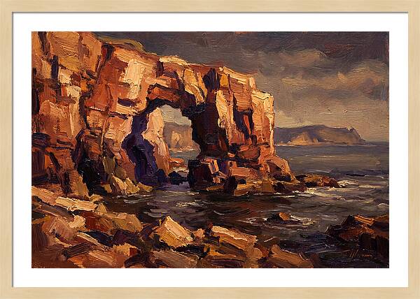 Enormous Sea Arch In Red Sandstone Cliff