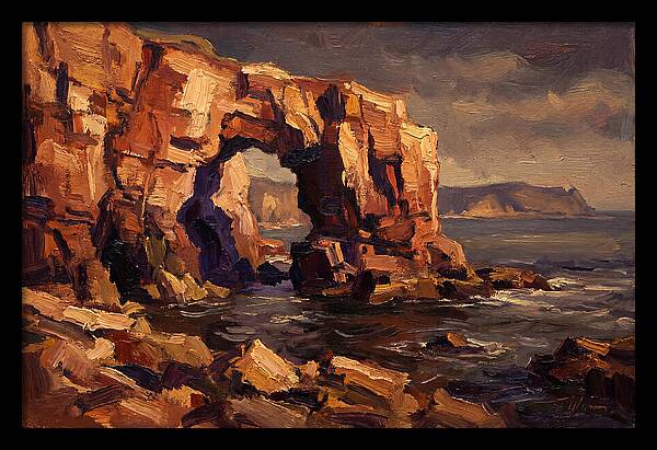 Enormous Sea Arch In Red Sandstone Cliff