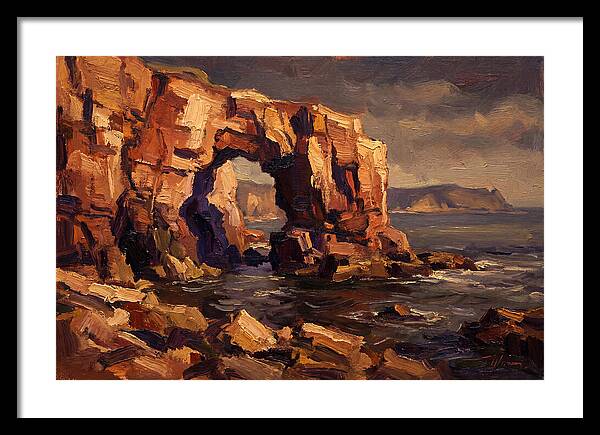 Enormous Sea Arch In Red Sandstone Cliff