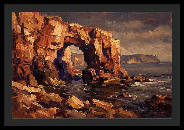 Enormous Sea Arch In Red Sandstone Cliff