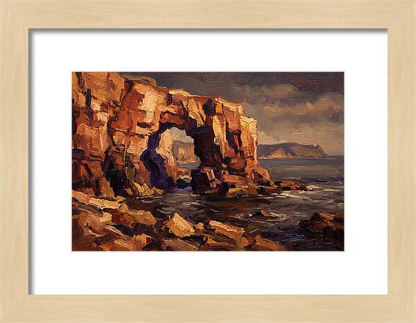 Enormous Sea Arch In Red Sandstone Cliff