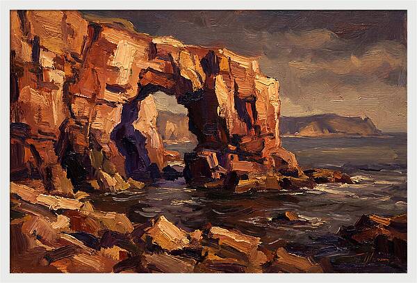 Enormous Sea Arch In Red Sandstone Cliff