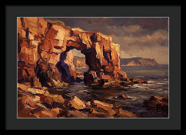 Enormous Sea Arch In Red Sandstone Cliff