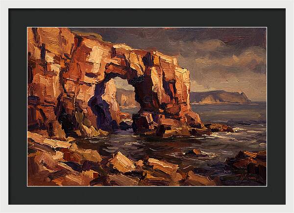 Enormous Sea Arch In Red Sandstone Cliff