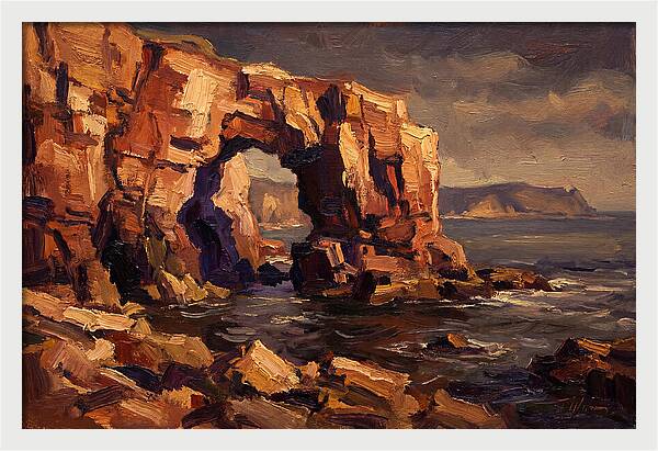 Enormous Sea Arch In Red Sandstone Cliff