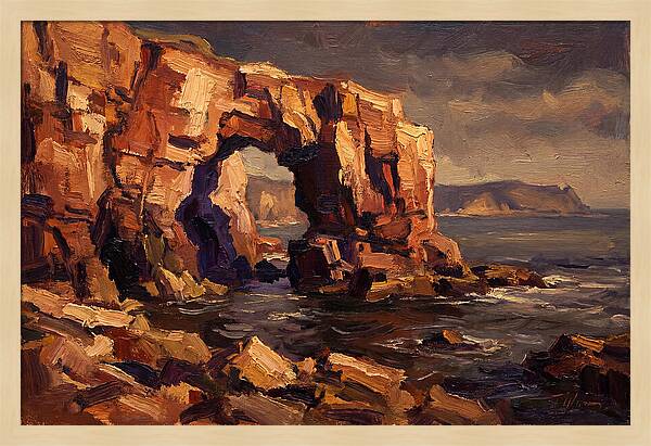 Enormous Sea Arch In Red Sandstone Cliff