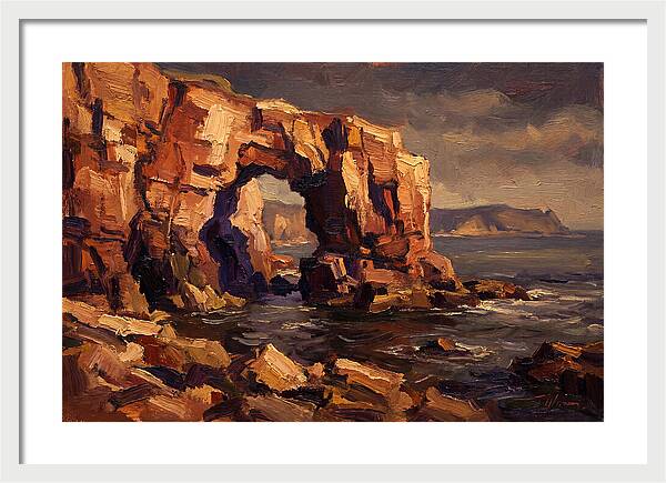 Enormous Sea Arch In Red Sandstone Cliff