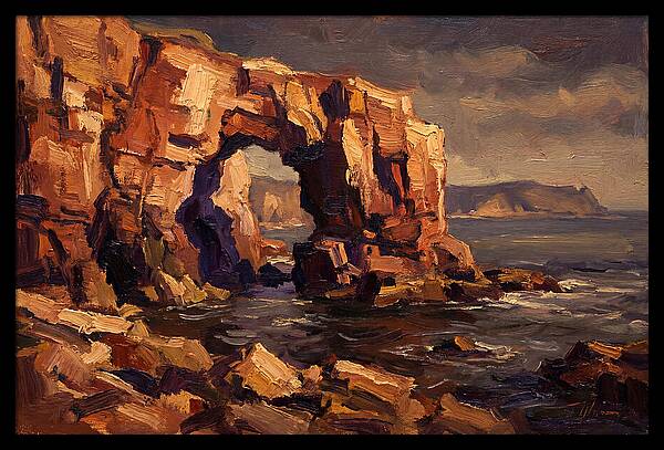 Enormous Sea Arch In Red Sandstone Cliff