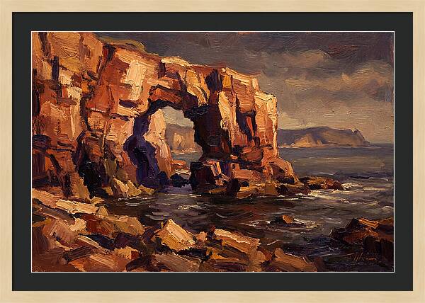 Enormous Sea Arch In Red Sandstone Cliff