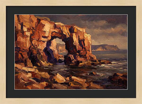 Enormous Sea Arch In Red Sandstone Cliff