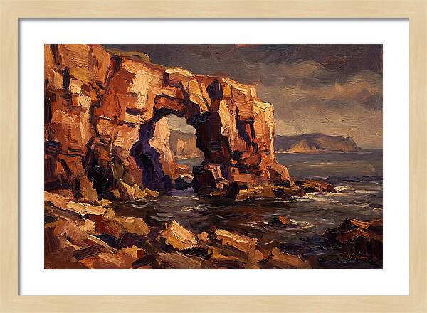 Enormous Sea Arch In Red Sandstone Cliff