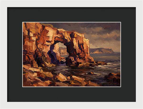 Enormous Sea Arch In Red Sandstone Cliff