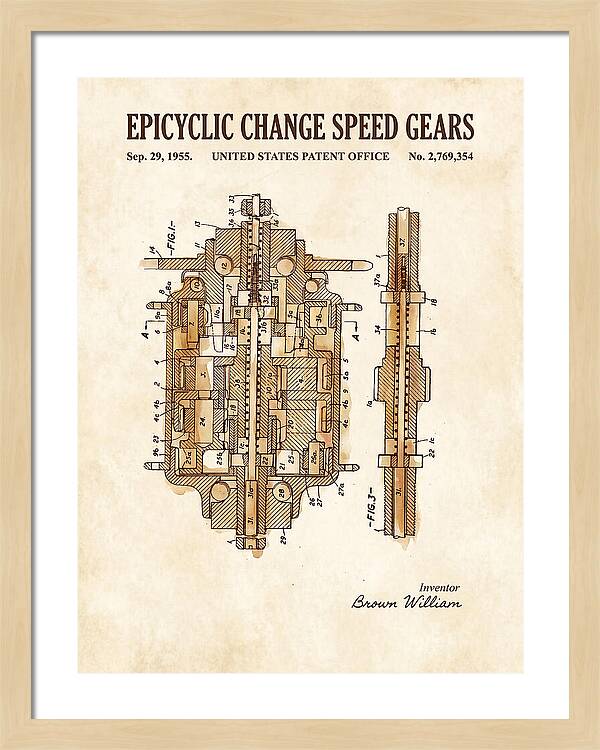 Epicyclic Change Speed Gears Watercolor Patent Us2769354a