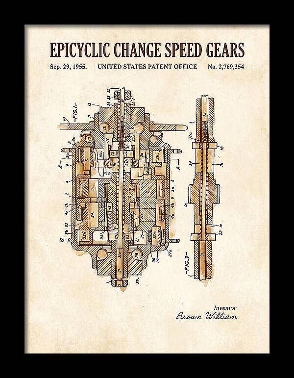 Epicyclic Change Speed Gears Watercolor Patent Us2769354a