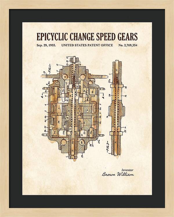 Epicyclic Change Speed Gears Watercolor Patent Us2769354a
