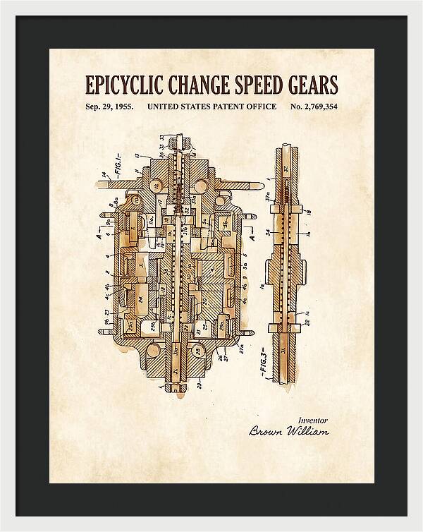 Epicyclic Change Speed Gears Watercolor Patent Us2769354a
