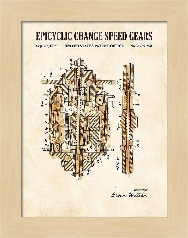 Epicyclic Change Speed Gears Watercolor Patent Us2769354a