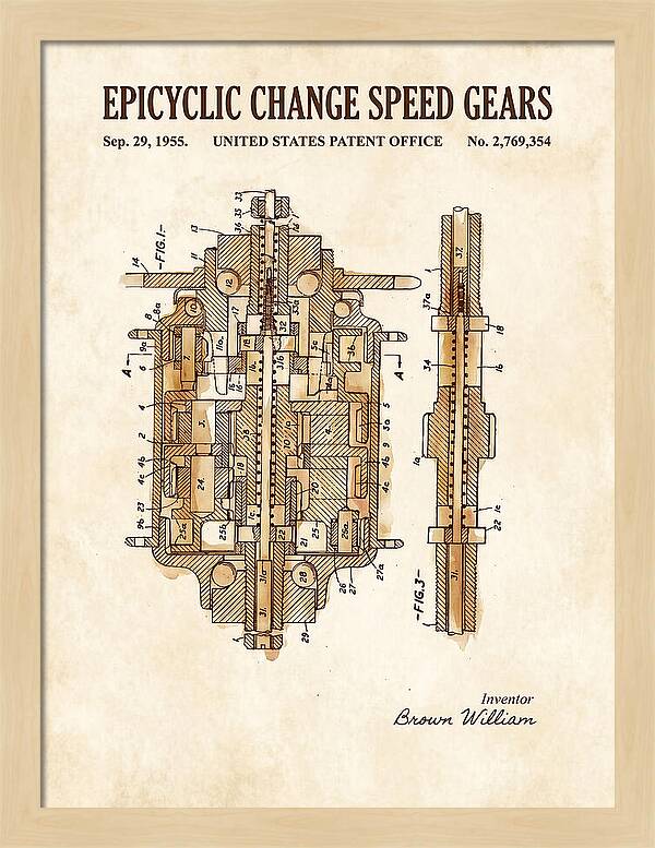 Epicyclic Change Speed Gears Watercolor Patent Us2769354a