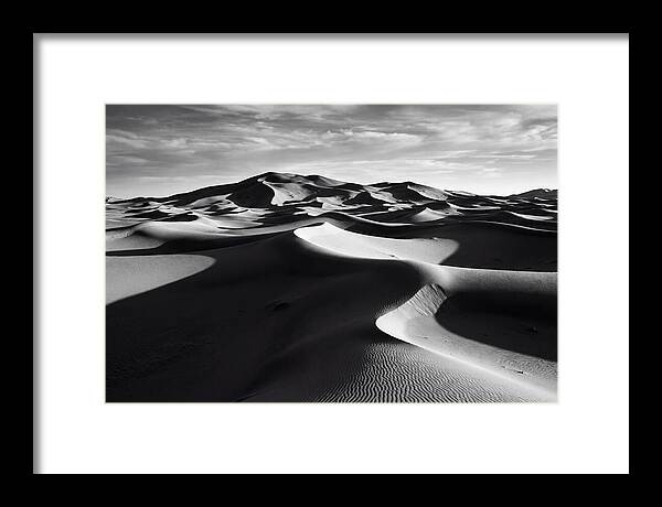 Erg Chebbi Dunes In Monochrome