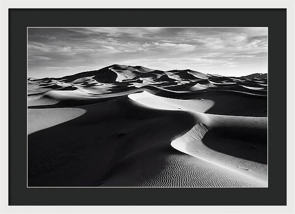 Erg Chebbi Dunes In Monochrome