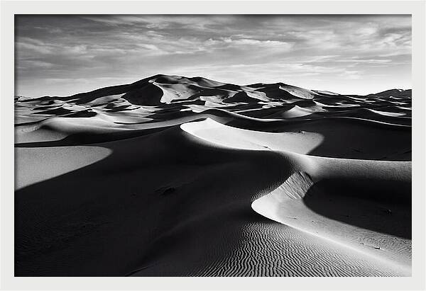 Erg Chebbi Dunes In Monochrome