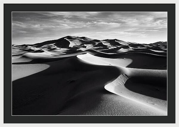 Erg Chebbi Dunes In Monochrome