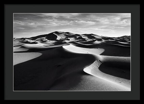 Erg Chebbi Dunes In Monochrome