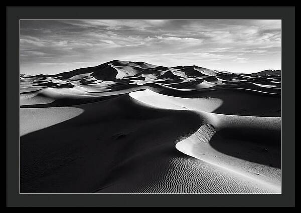 Erg Chebbi Dunes In Monochrome