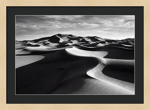 Erg Chebbi Dunes In Monochrome