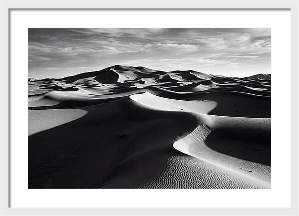 Erg Chebbi Dunes In Monochrome