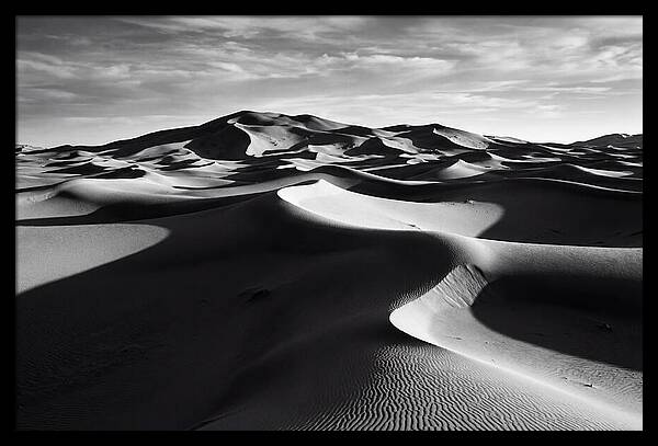 Erg Chebbi Dunes In Monochrome