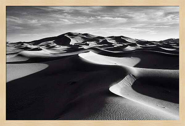 Erg Chebbi Dunes In Monochrome