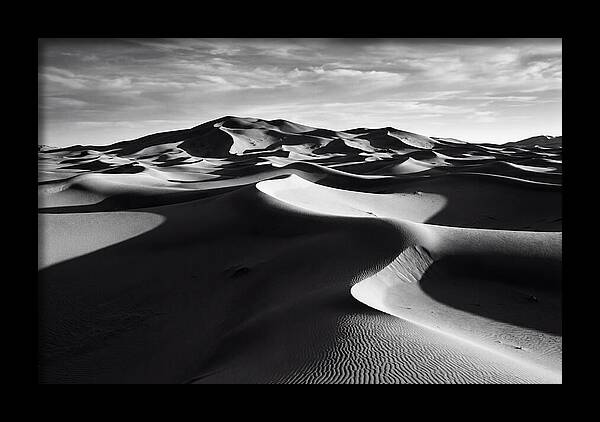 Erg Chebbi Dunes In Monochrome