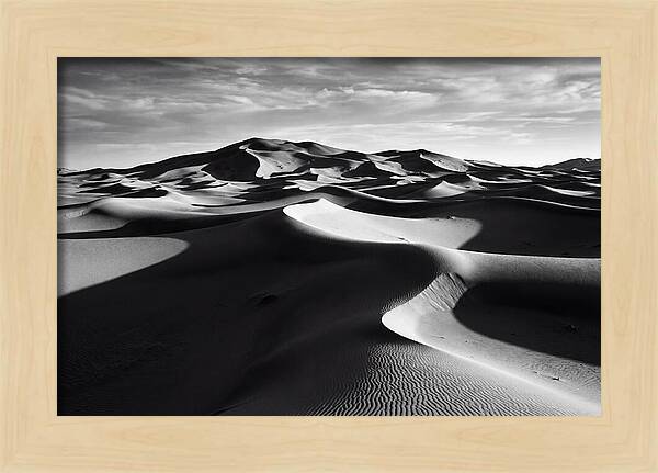 Erg Chebbi Dunes In Monochrome