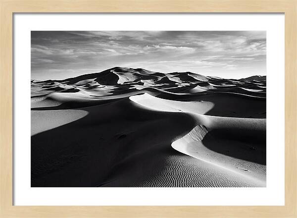 Erg Chebbi Dunes In Monochrome