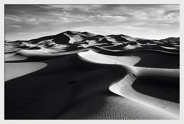 Erg Chebbi Dunes In Monochrome