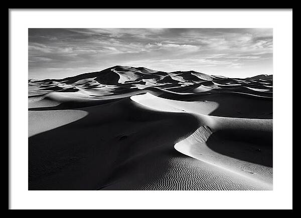 Erg Chebbi Dunes In Monochrome