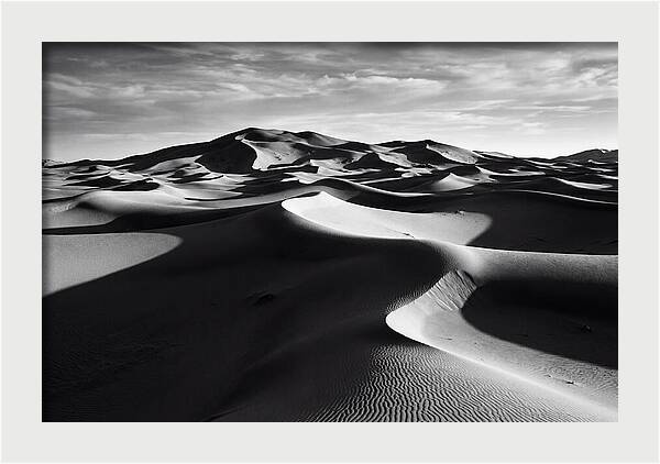 Erg Chebbi Dunes In Monochrome