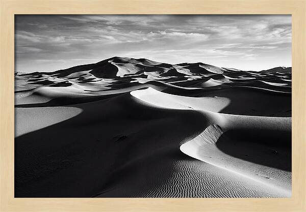 Erg Chebbi Dunes In Monochrome