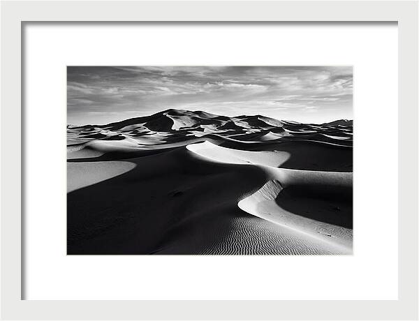 Erg Chebbi Dunes In Monochrome